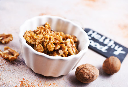walnuts in bowl, dry nuts, stock photo