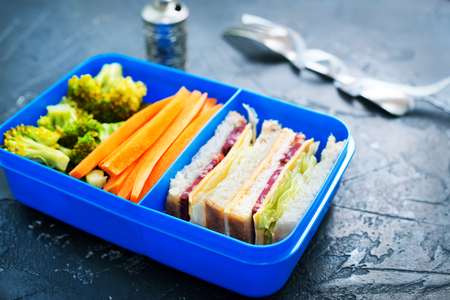 Diet food in lunch box, fresh dinner foodの写真素材
