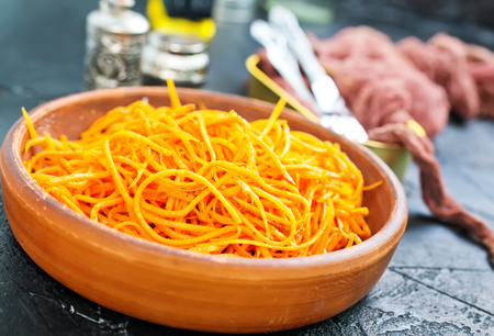 salad with carrot, carrot salad in bowlの写真素材