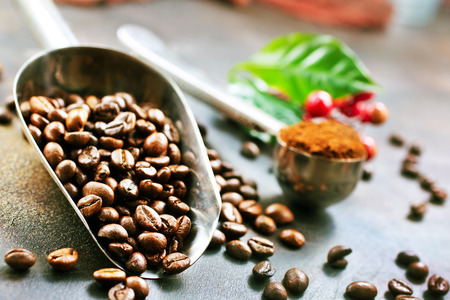 coffee beans on a table, stock photoの写真素材