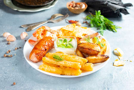 Tuna steak with vegetables. Close up lightly fried tunaの写真素材