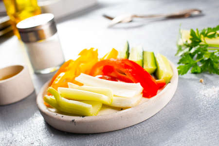 cheese with hamon aroma spice and fresh tomatoの写真素材