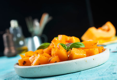 pumpkin with spice and oil, baked punpkinの写真素材