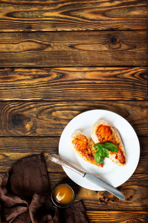 Grilled chicken breasts and vegetablesの写真素材