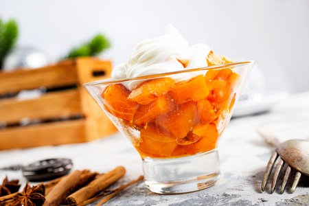 Pumpkin dish baked in the oven with sour cream sauce