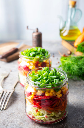Spring salad with radishes and cucumbersの写真素材