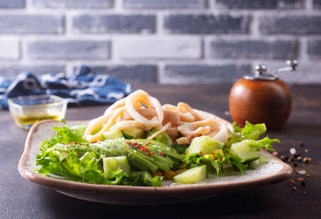 Spring salad with radishes and cucumbersの写真素材