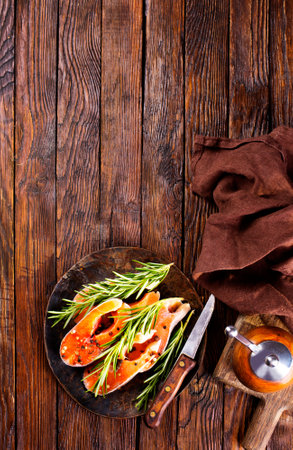 Delicious cooked salmon fish filletsの写真素材