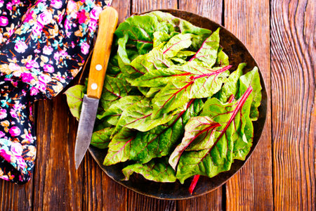 Healthy salad, leaves salad on plateの写真素材