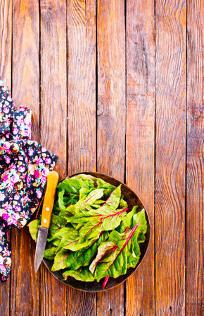 Healthy salad, leaves salad on plateの写真素材