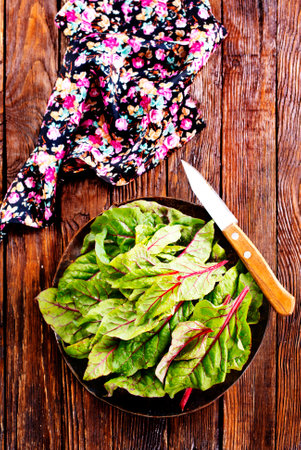 Healthy salad, leaves salad on plateの写真素材