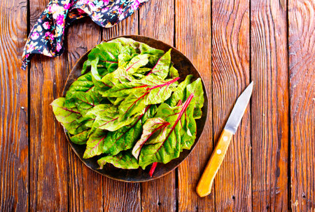 Healthy salad, leaves salad on plateの写真素材