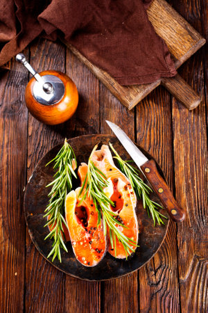 Delicious cooked salmon fish filletsの写真素材
