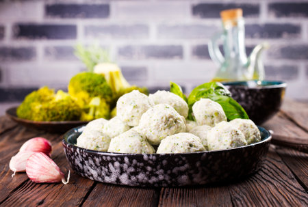 cutlets from chicken and broccoli on a plateの写真素材