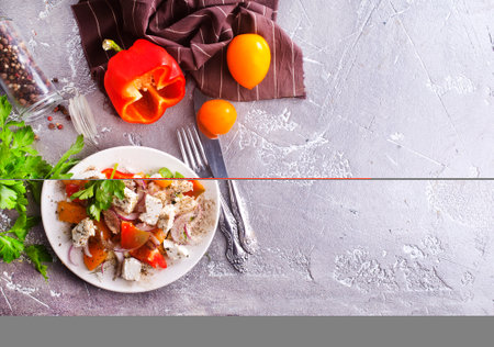 diet salad with fresh tomato and fetaの写真素材