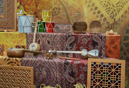 Fair dedicated to the celebration of Novruz holiday, Baku, Azerbaijan. National dishes, musical instruments and various souvenirsの写真素材