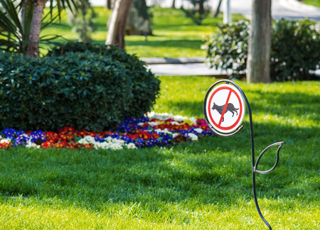 Sign prohibiting walking dogsの写真素材