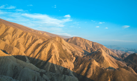 Beautiful relief steppe mountains - view of the countryside landscapeの写真素材