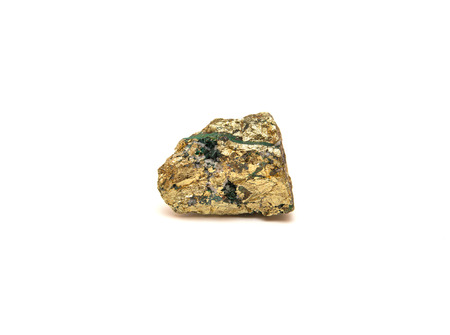 Chalcopyrite mineral isolated on white backgroundの写真素材