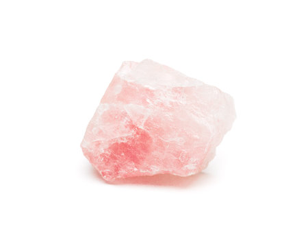 Rose quartz mineral isolated on white backgroundの写真素材