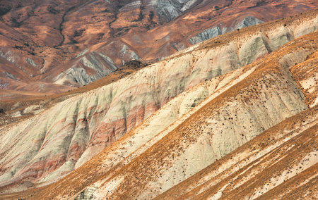 Extensive view of the mountain range in the steppeの写真素材