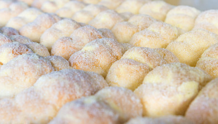 Group of carnival tortelli stuffed with custardの写真素材