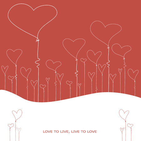 Abstract illustration of balloons in the shape of heart のイラスト素材