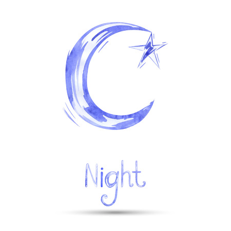 Watercolor illustration of night. Vector.のイラスト素材