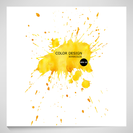 Watercolor bright yellow background. Vector illustrationのイラスト素材