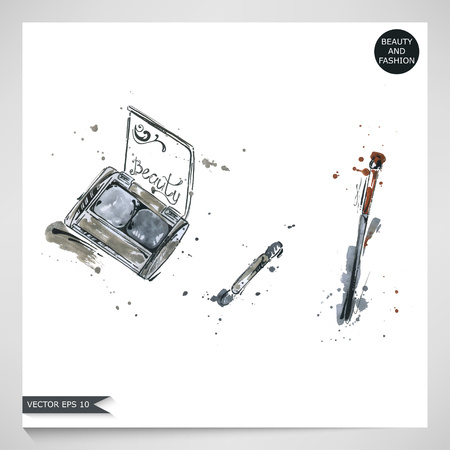 Watercolor illustration of eye shadow. Makeup. Beauty saloon.のイラスト素材