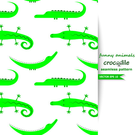 Vector seamless background with crocodiles. Funny animals.のイラスト素材