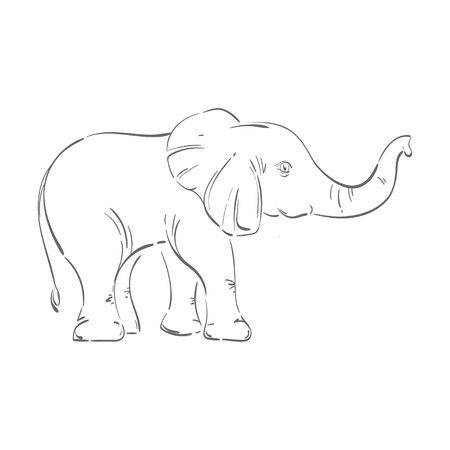 Abstract illustration of an elephant. Sketch. The illustration on a white background. Isolated. Animal. Wild nature.のイラスト素材