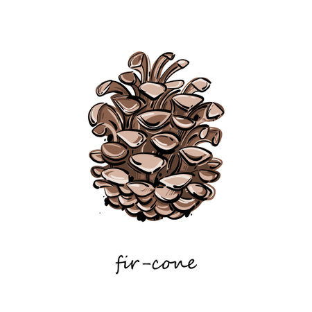 Vector abstract illustration of a pine cone. Isolate. Hand drawing. Graphic arts.