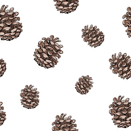 Vector abstract illustration of a pine cone. Seamless pattern for your design. Hand drawing. Graphic arts.のイラスト素材