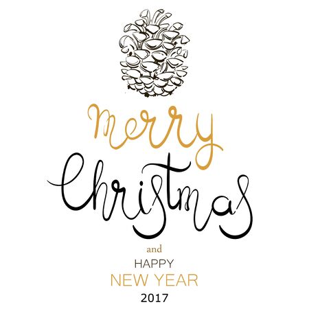Vector illustration for your design. Merry Christmas and Happy New Year. Holiday card. Lettering and calligraphy.のイラスト素材