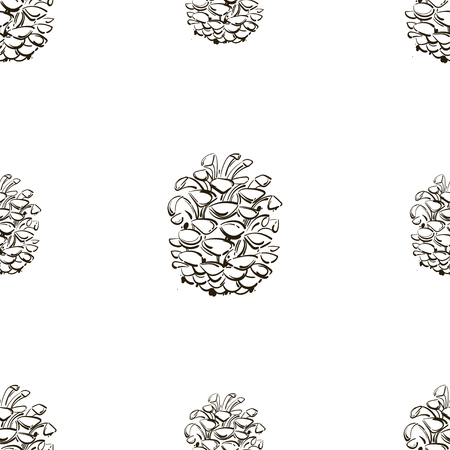 Vector abstract illustration of a pine cone. Seamless pattern for your design. Hand drawing.のイラスト素材