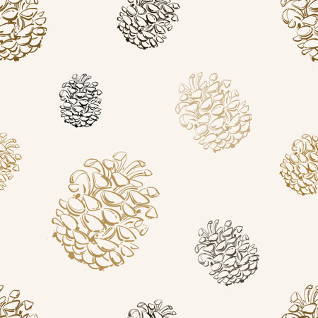 Vector abstract illustration of a pine cone. Seamless pattern for your design. Hand drawing. Graphic arts.のイラスト素材
