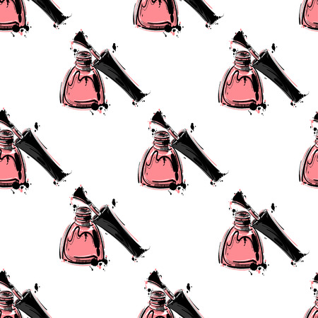 Abstract vector illustration with nail polish. Seamless pattern. Fashion illustration.のイラスト素材