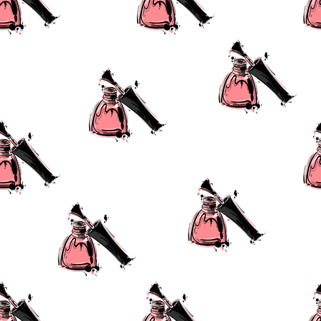Abstract vector illustration with nail polish. Seamless pattern. Fashion illustration.のイラスト素材