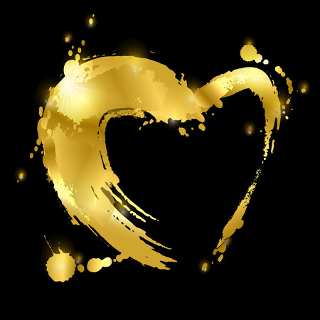 Abstract illustration with golden heart. Vector background for Valentine's Day. Illustration for your design greeting cards, posters, banners, flyers, labels.のイラスト素材
