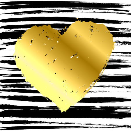 Abstract illustration with golden heart. Vector background for Valentine's Day. Illustration for your design greeting cards, posters, banners, flyers, labels.のイラスト素材