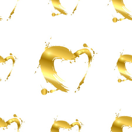 Seamless vector pattern with a gold heart. Abstract background for design of a fabric, wallpaper, T-shirt and otherのイラスト素材