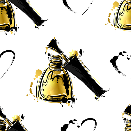 Seamless vector pattern with gold nail polish. Abstract background for design of fabric, wallpaper, T-shirt and otherのイラスト素材