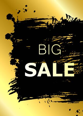 Abstract vector background for design label, banner. Hand drawing. Big sale. Gold styleのイラスト素材