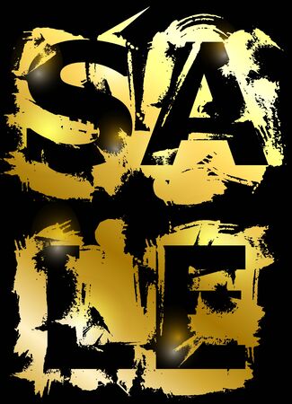 Abstract vector background for design label, banner. Hand drawing. Big sale. Gold styleのイラスト素材