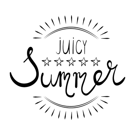 Abstract vector illustration. Juicy summer. Lettering. Background for the design of a banner, poster, T-shirt, logo and other.のイラスト素材