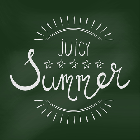 Abstract vector illustration. Juicy summer. Lettering. Blackboard. Background for the design of a banner, poster, T-shirt, logo and other.のイラスト素材