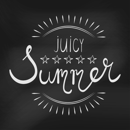 Abstract vector illustration. Juicy summer. Lettering. Blackboard. Background for the design of a banner, poster, T-shirt, logo and other.のイラスト素材