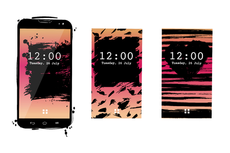 Vector abstract illustration with a mobile phone. Screen. Isolated.のイラスト素材