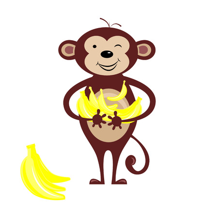 abstract illustration of monkeys. Funny animal. Flat style. Isolated.のイラスト素材